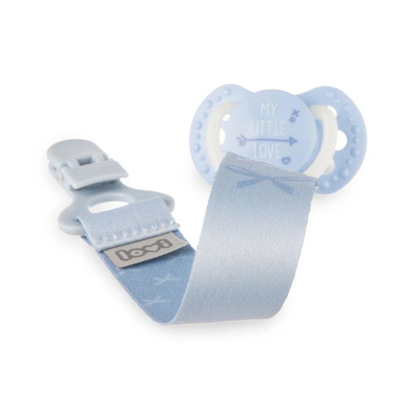 LOVI Stužka na dudlík s klipem BABY SHOWER modrá