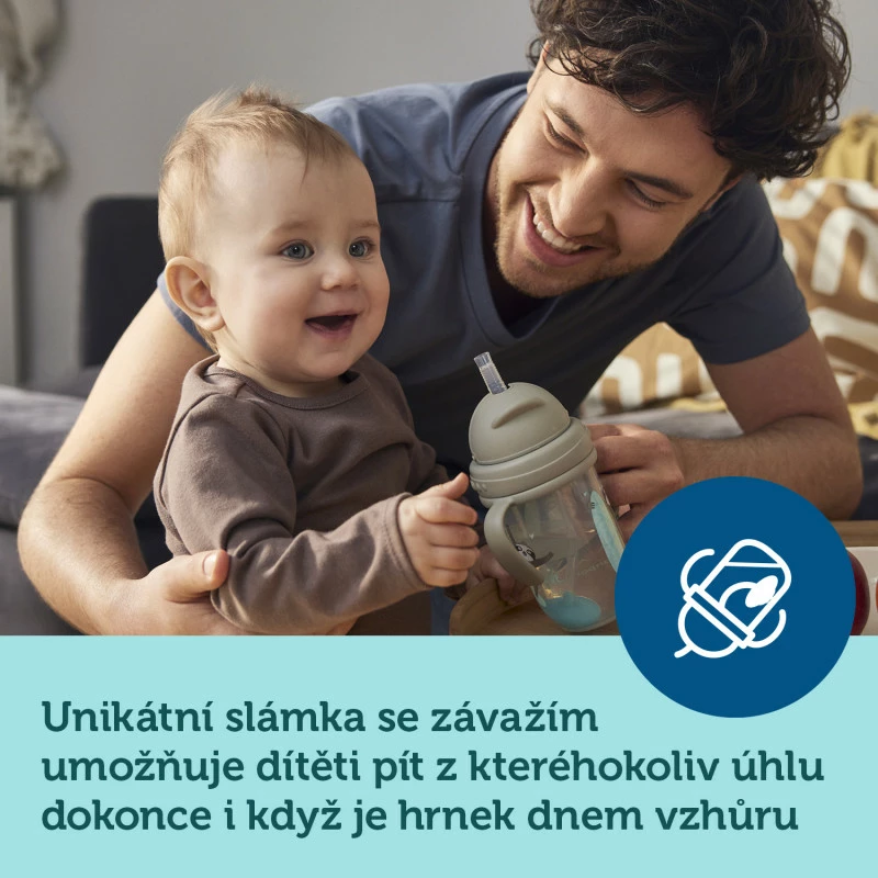 Canpol babies Nevylévací hrneček s brčkem a závažím EXOTIC ANIMALS 270ml šedý