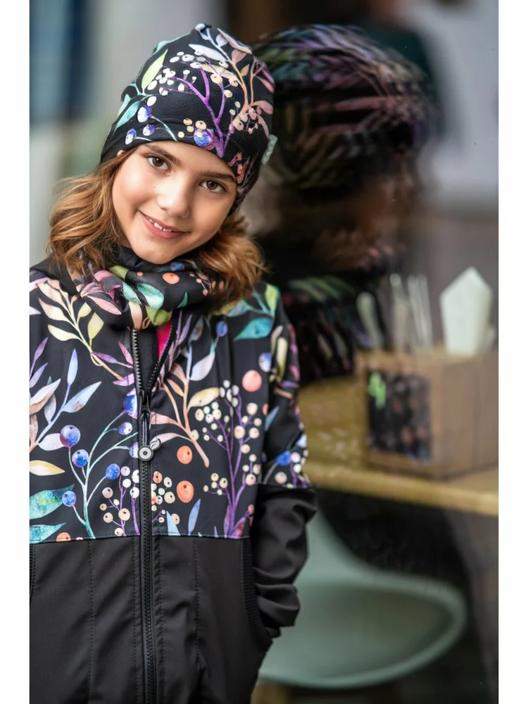 Dětská fleecová čepice spadená Unuo Podzimní bobule