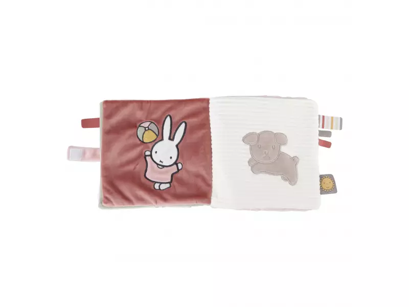 Little Dutch Textilní knížka s aktivitami králíček Miffy Fluffy Pink