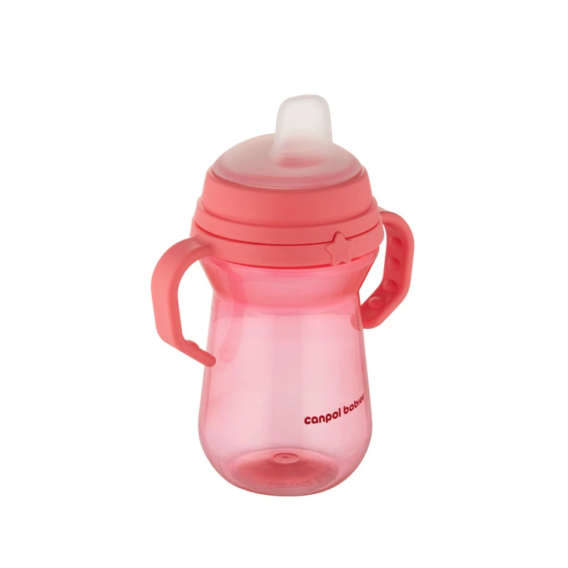 Canpol babies Hrneček se silikonovým pítkem FirstCup 250ml růžový
