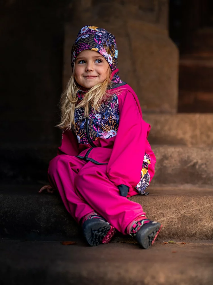 Batolecí softshellové kalhoty Unuo s fleecem Basic, fuchsiová velikost 80/86