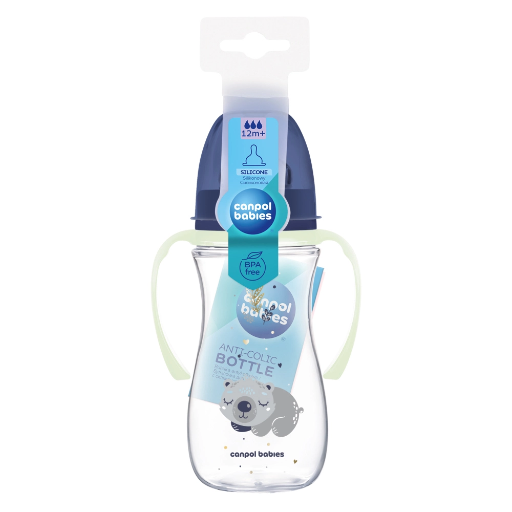 Canpol babies Antikoliková lahev EasyStart se svítícími úchyty SLEEPY KOALA 300ml modrá