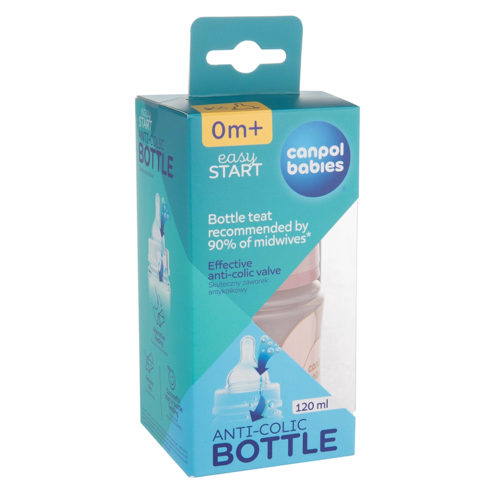 Canpol babies Antikoliková lahev EasyStart GOLD 120ml růžová