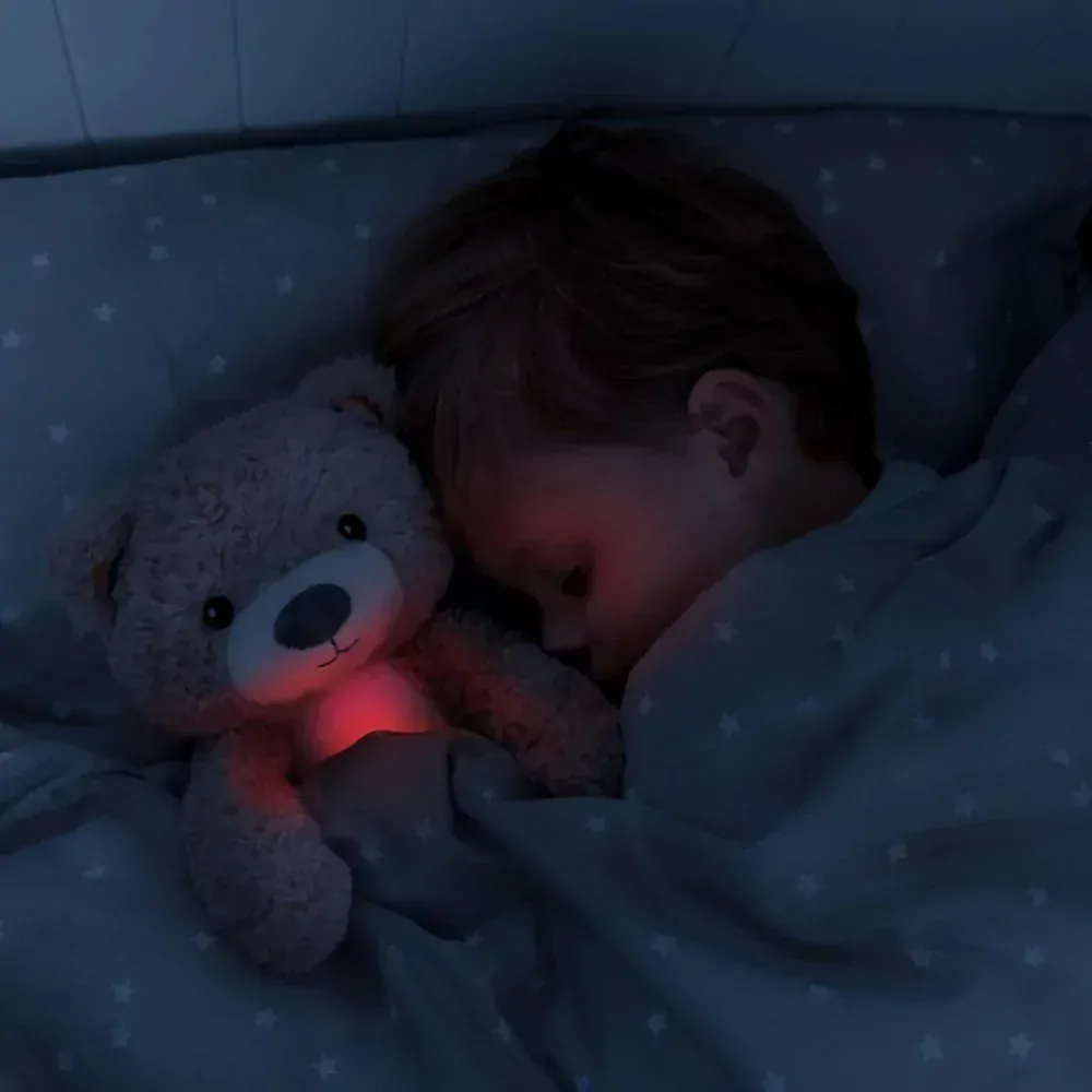 Zazu Medvídek BRODY hnědošedý - sleeptrainer s melodiemi a nočním světlem