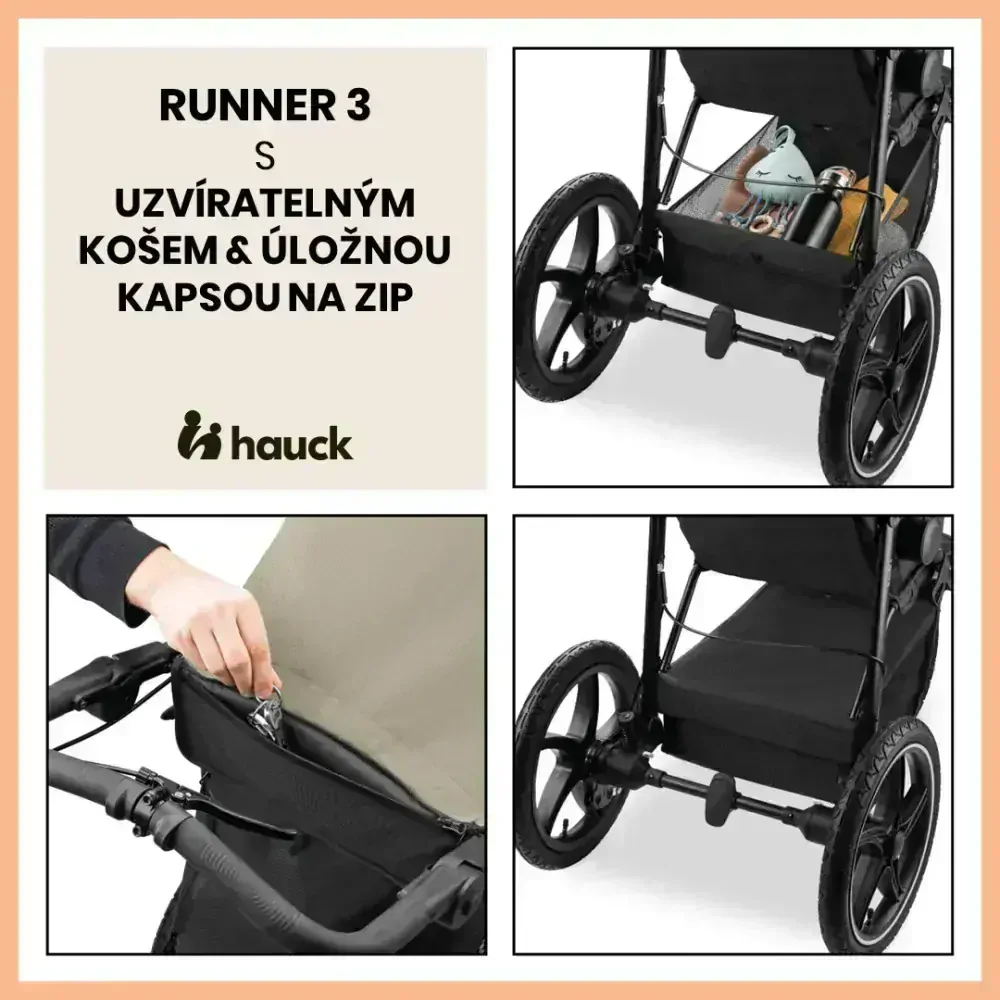 Hauck Sporťák Runner 3 s ruční brzdou Olive