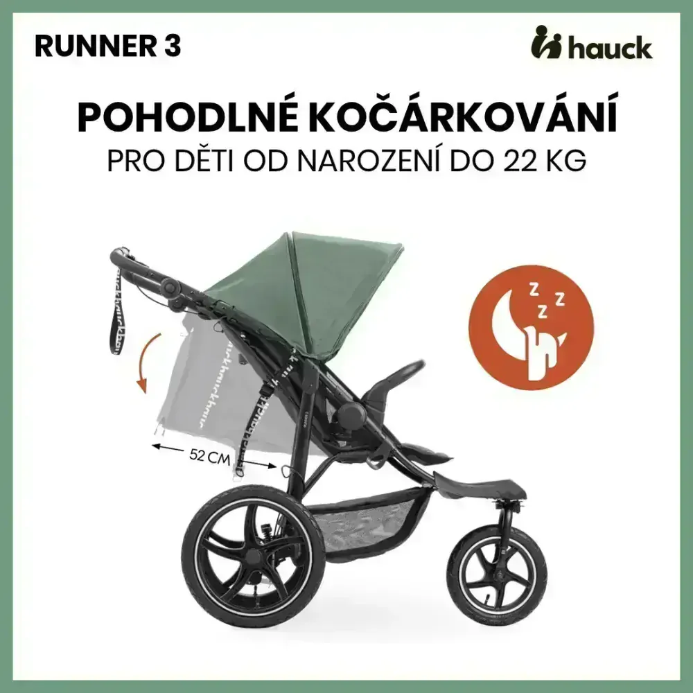 Hauck Sporťák Runner 3 s ruční brzdou Jungle Green