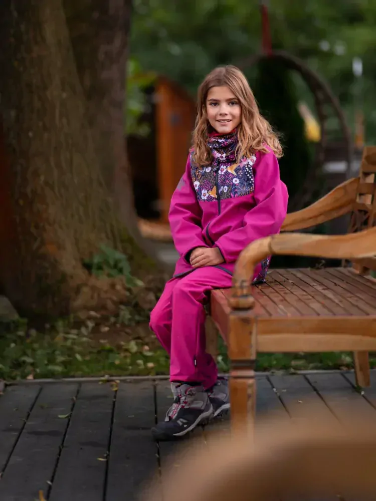 Dětské Softshellové kalhoty Unuo bez zateplení Basic, Fuchsiová