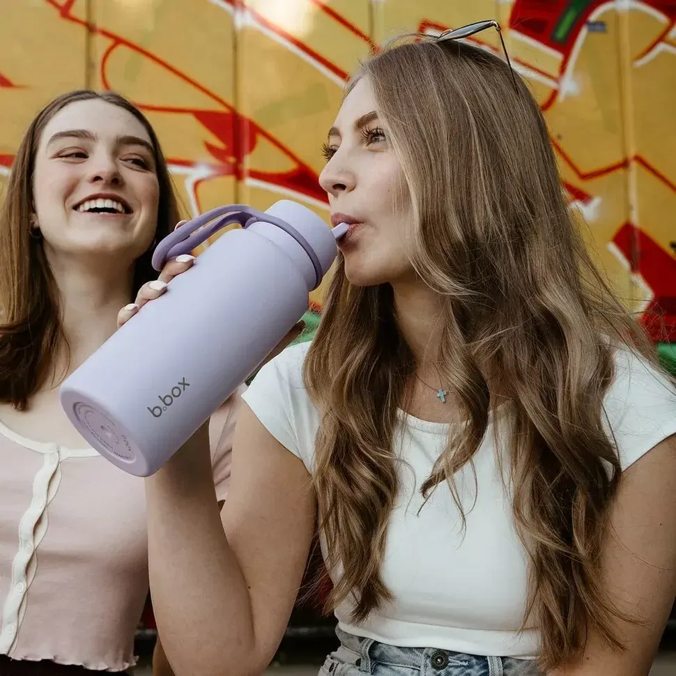 b.box Nerezová termolahev s brčkem 1L - Lilac Love