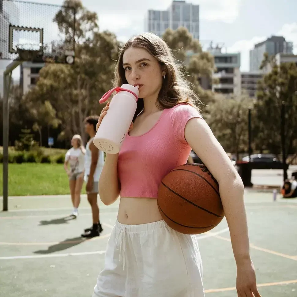 b.box Nerezová termolahev s brčkem 1l - Pink Paradise