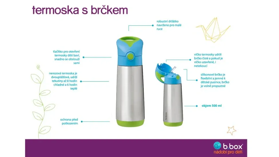 b.box Termoska na pití s brčkem 500 ml Lilac/Pop