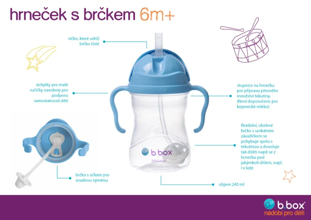 b.box Hrneček s brčkem 240ml Aqua