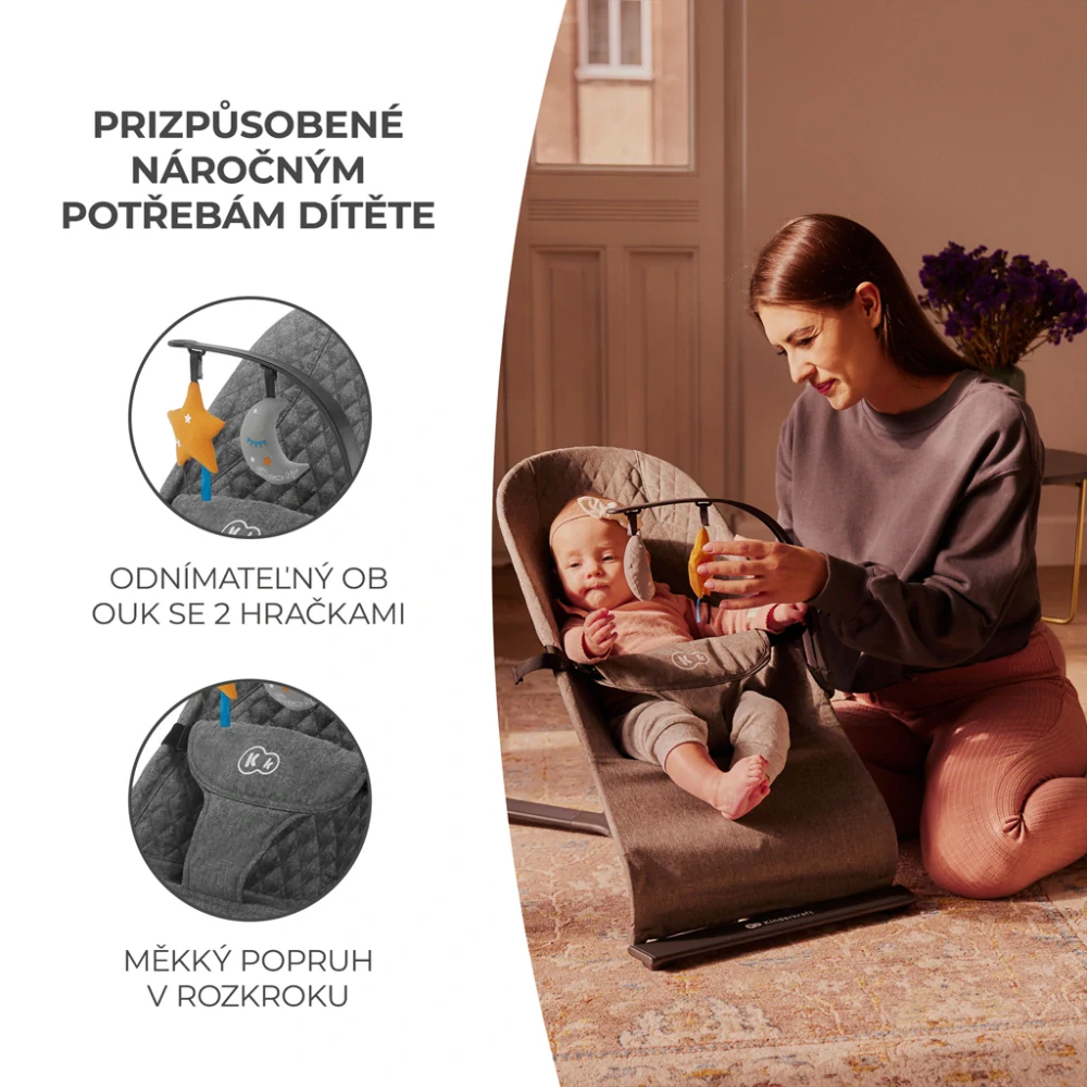 KINDERKRAFT Lehátko houpací Mimi Grey, do 9 kg