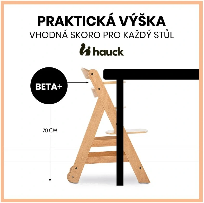 Hauck Beta+ B dřevěná židle, Natural