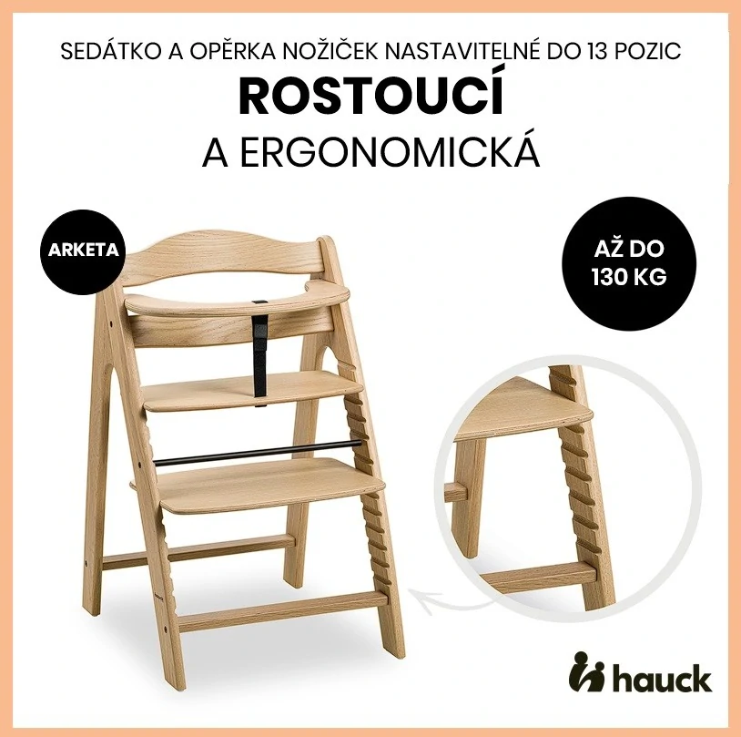 Hauck Arketa, dřevěná židle, Dub masiv