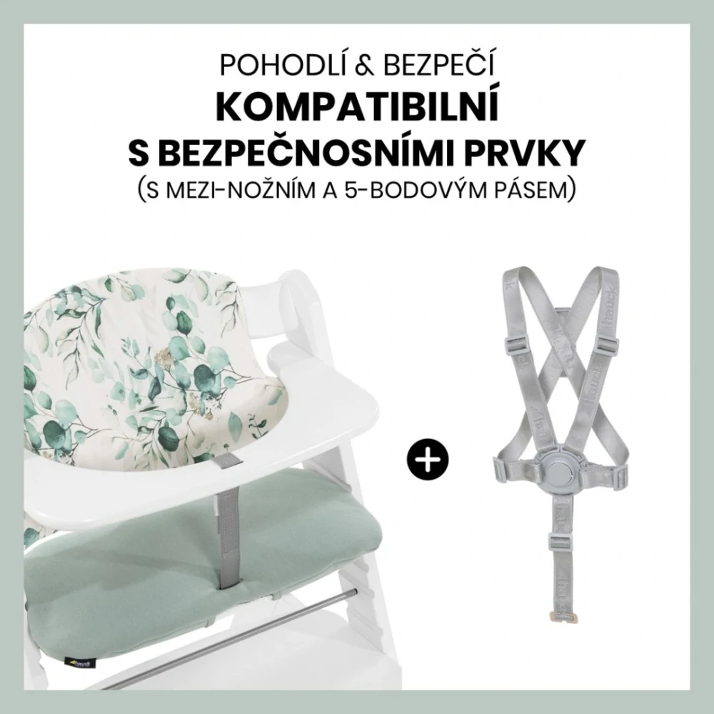 Hauck Polstrování Select na židličky Alpha+,Beta+ a Arketa, Jersey Leaves, Mint