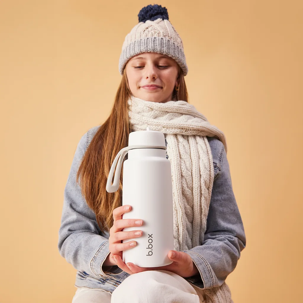 b.box Nerezová termolahev s brčkem 1L - White Out