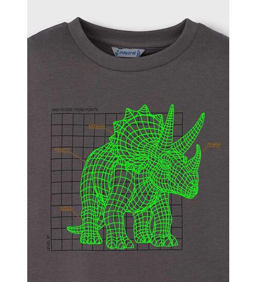 Chlapecké triko dlouhý rukáv Mayoral Dinosaur svítící 4088-35 Šedé velikost 104