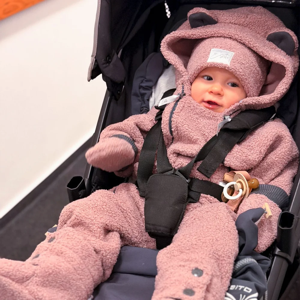 ESITO Rostoucí zimní kombinéza Teddy fleece double Cyclamen pink velikost 80/86