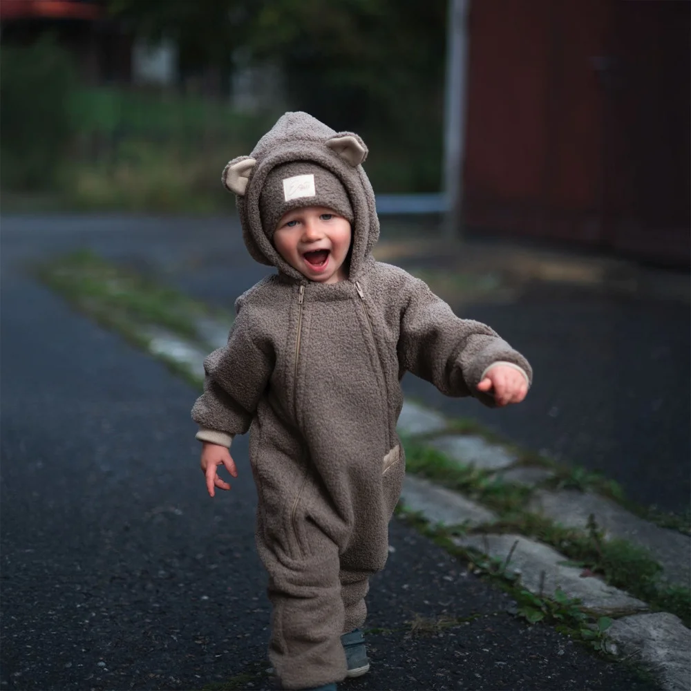 ESITO Rostoucí zimní kombinéza Teddy fleece double  Brown velikost 80/86