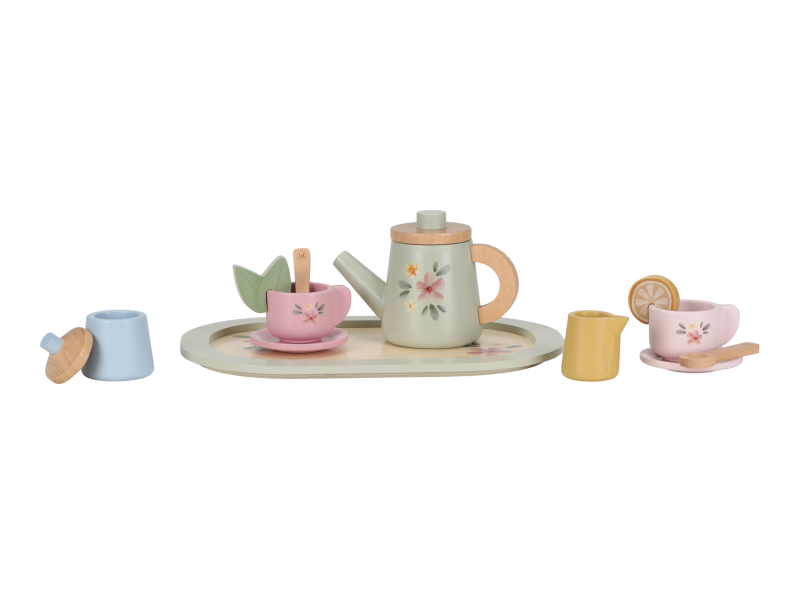 Little Dutch Čajový set dřevěný s květinovým potiskem