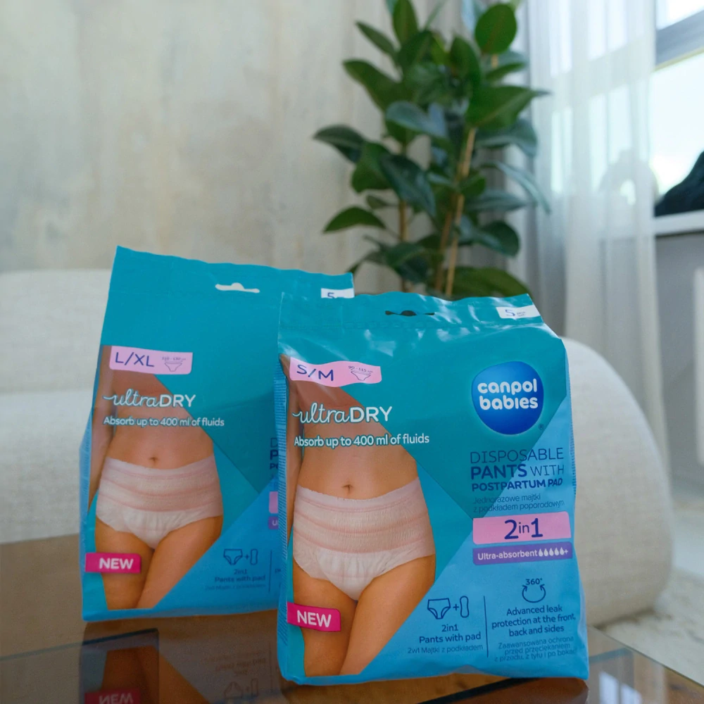 Canpol babies Jednorázové poporodní kalhotky s vložkou 2v1 S/M 5ks