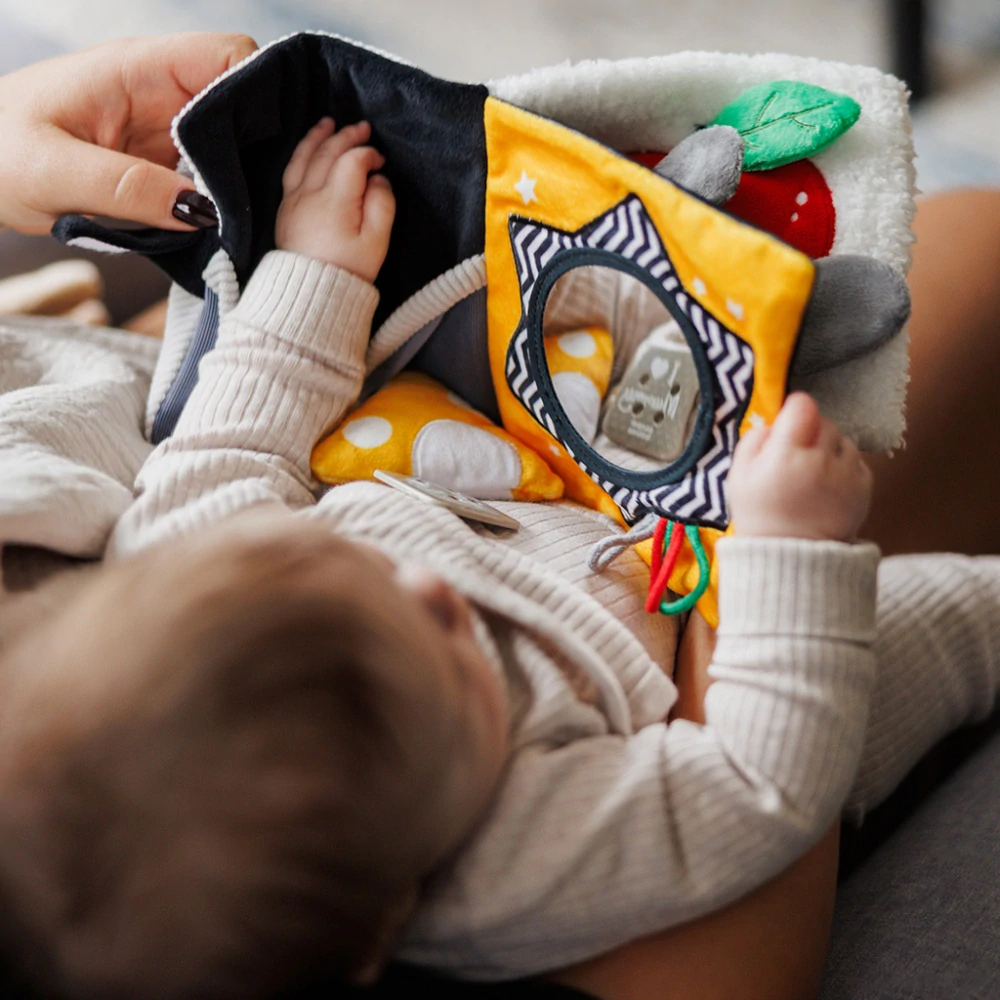 BABYONO Knížka senzorická kontrastní Mouse 0 m+