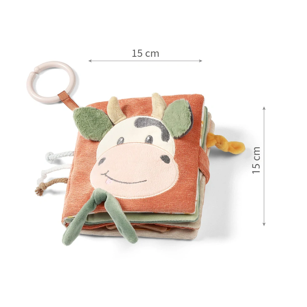 BABYONO Měkká senzorická knížka Kravička BINGO