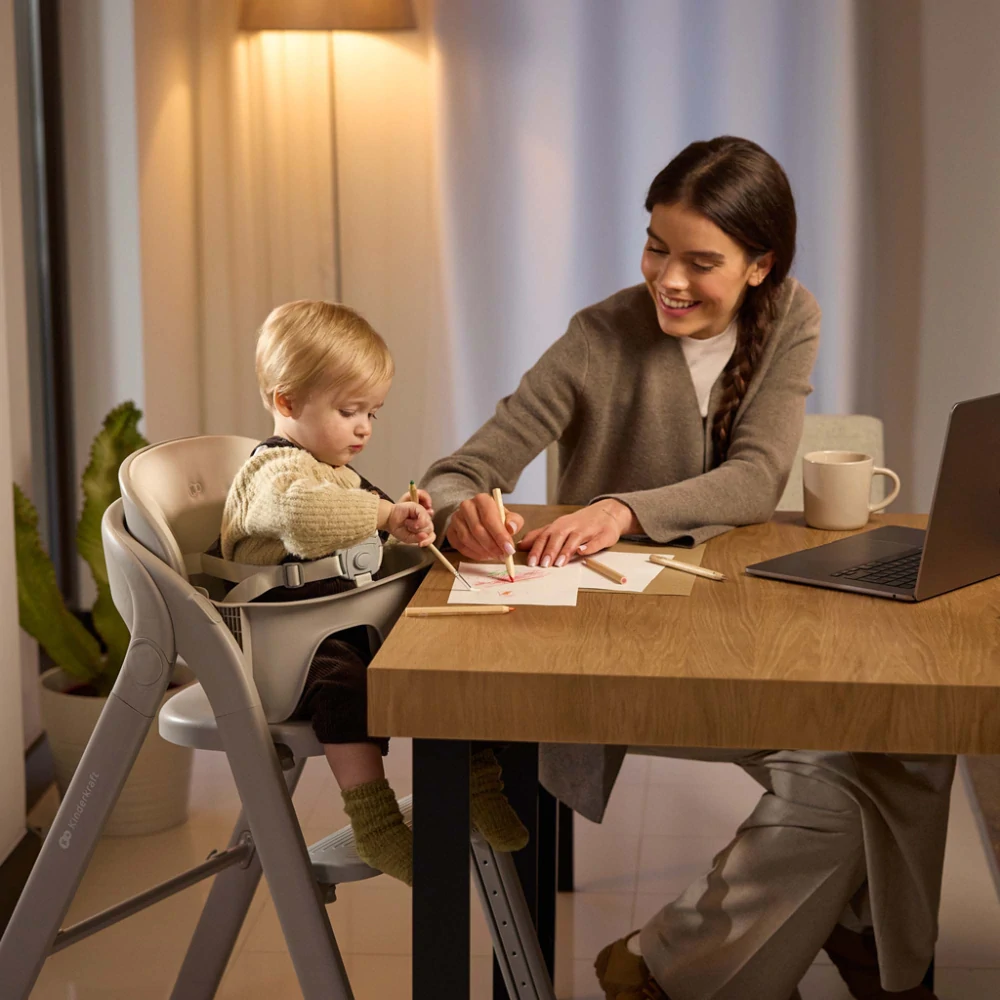 KINDERKRAFT Jídelní židlička Tino Grey