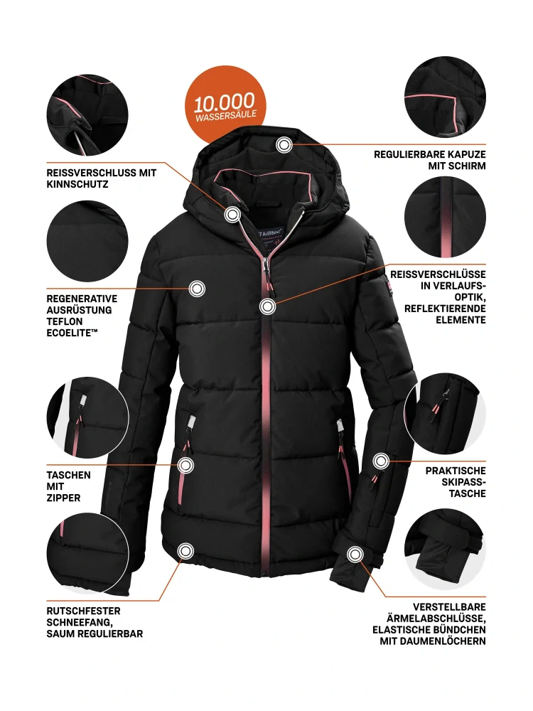 Dívčí zimní lyžařská bunda Killtec 44778-00200 black