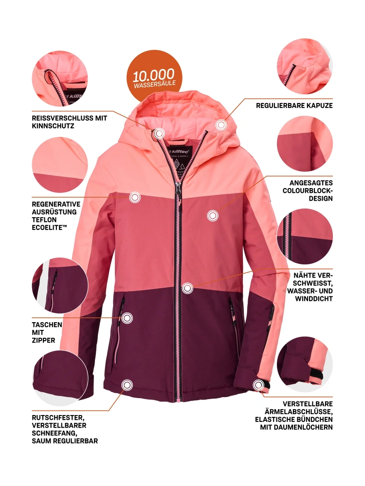 Dívčí zimní lyžařská bunda Killtec 44796-00444 light pink velikost 140
