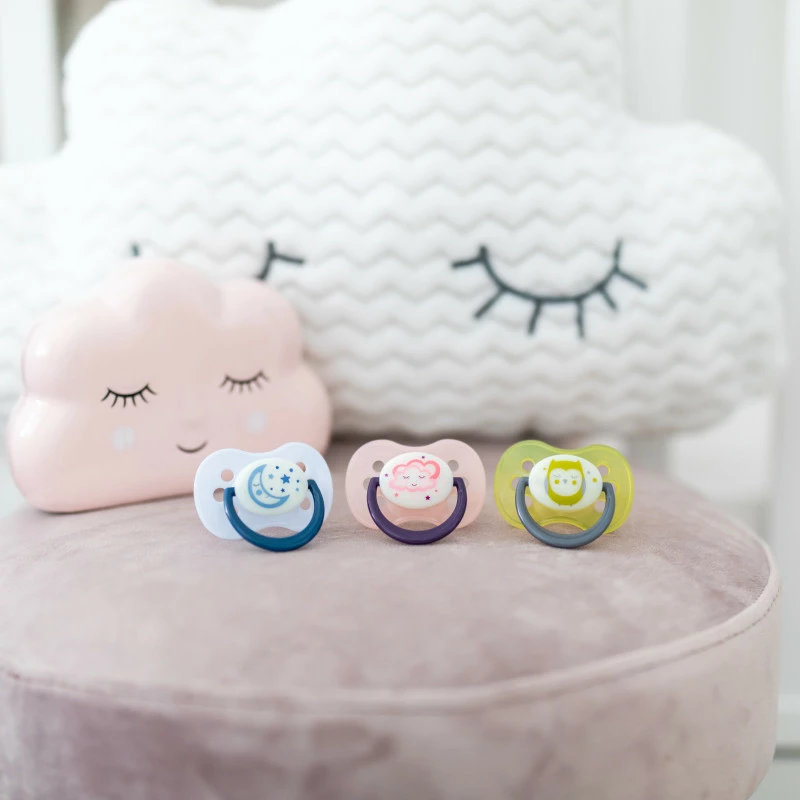 Canpol babies Dudlík kaučukový třešinka 0-6m NIGHT DREAMS žlutý