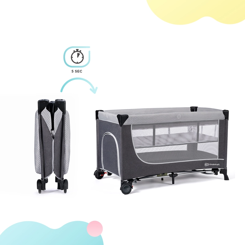 KINDERKRAFT Postýlka cestovní Leody Grey