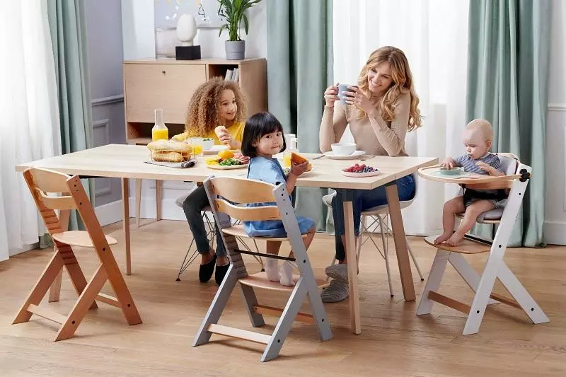 KINDERKRAFT Židlička jídelní Enock Grey Wooden Premium,