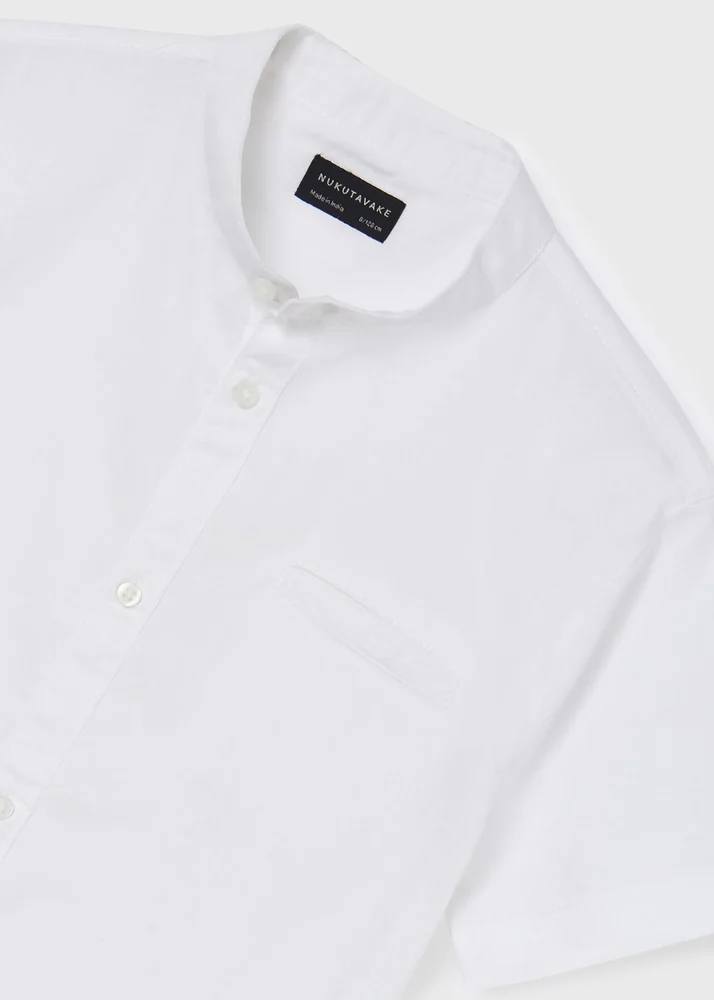 Chlapecká košile krátký rukáv se stojáčkem Mayoral 6113-72 bílá velikost 160