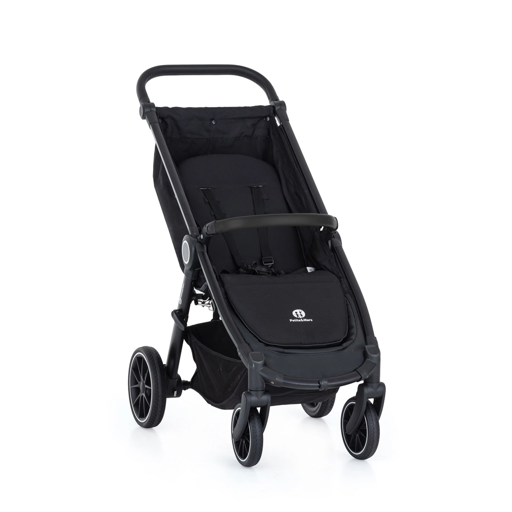 PETITE&MARS Kočárek sportovní Street+ RWS Black Ocean Blue Complete + odrážedlo Uniq Pink