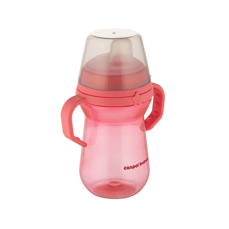 Canpol babies Hrneček se silikonovým pítkem FirstCup 250ml růžový