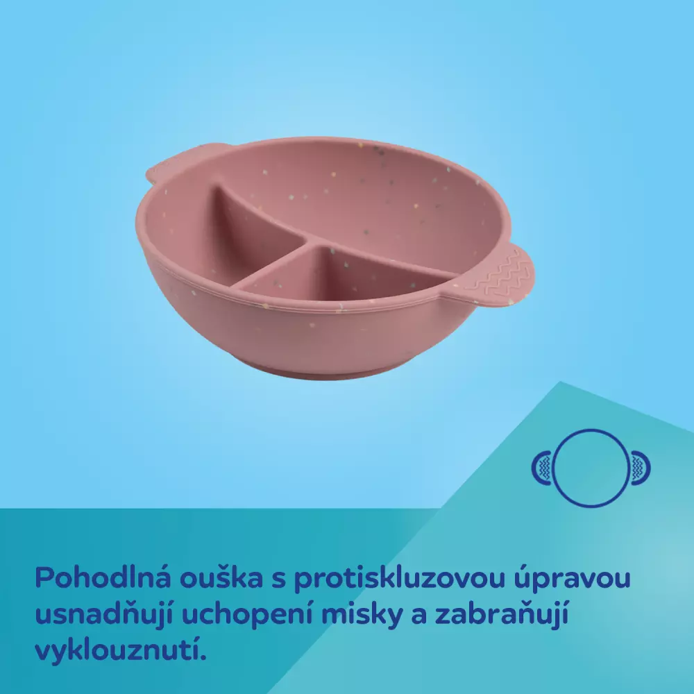 Canpol babies Silikonová dělená miska s přísavkou DOTS 360ml šedá