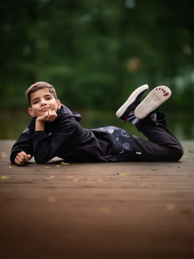 Dětské Softshellové kalhoty Unuo bez zateplení Basic, Černá velikost  104/110