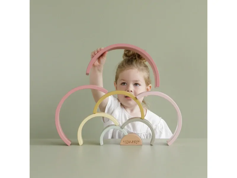 Little Dutch Skládačka dřevěná duha Pink