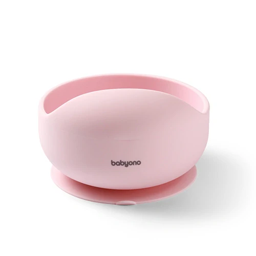 BABYONO Miska silikonová s přísavkou - pink 6m+