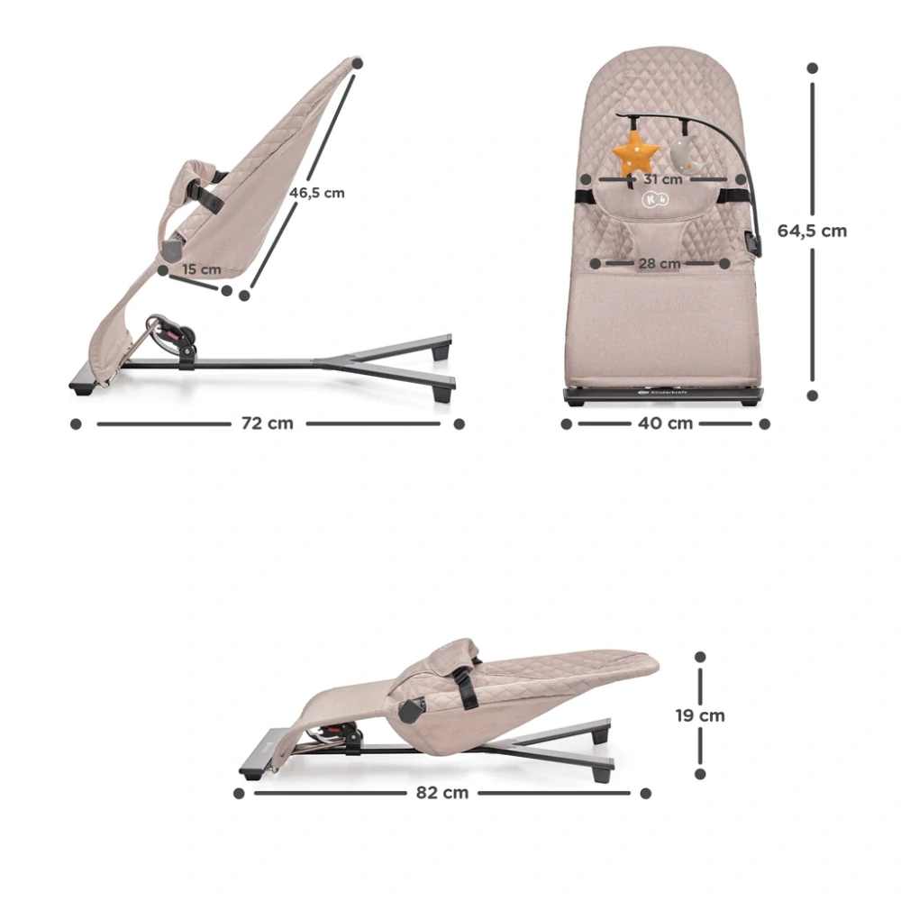KINDERKRAFT Lehátko houpací Mimi Beige, do 9 kg