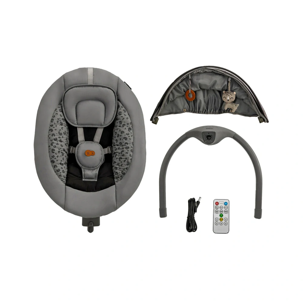 KINDERKRAFT Lehátko houpací s melodií 2v1 Lumi, do 9 kg, Premium Dark Grey