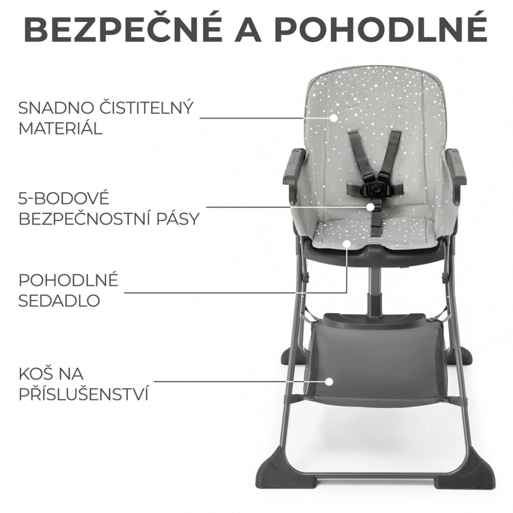 KINDERKRAFT Židlička jídelní Foldee Grey