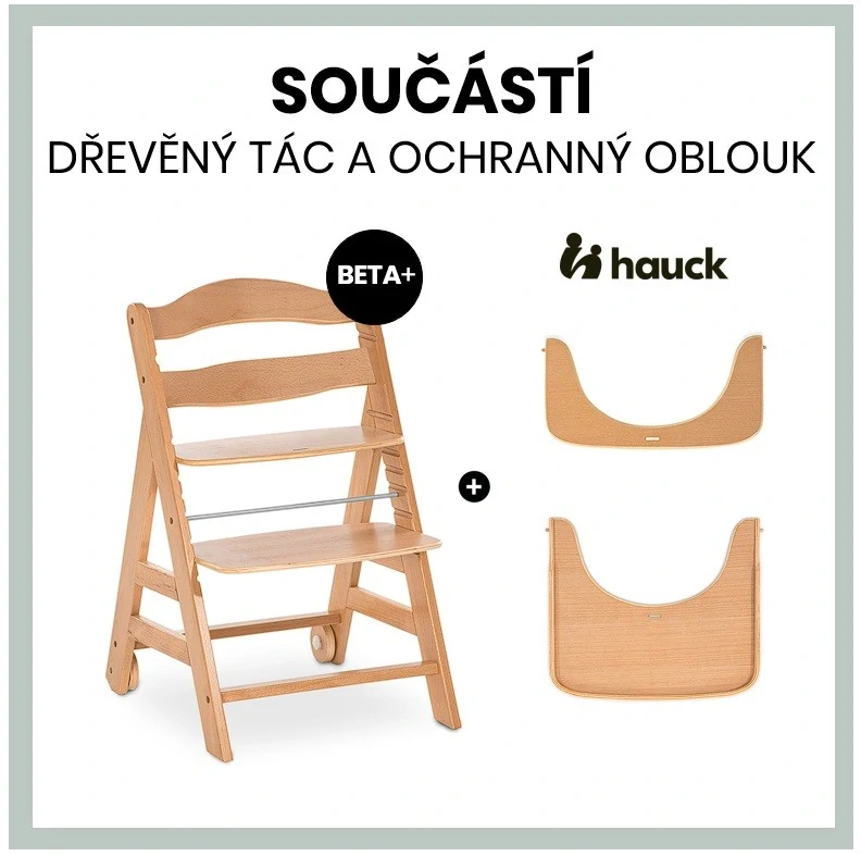 Hauck Beta+ B dřevěná židle, Natural