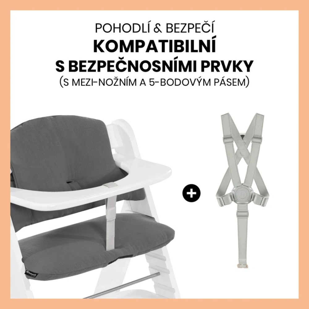 Hauck Polstrování Select na židličky Alpha+,Beta+ a Arketa, Muslin, Dark Grey