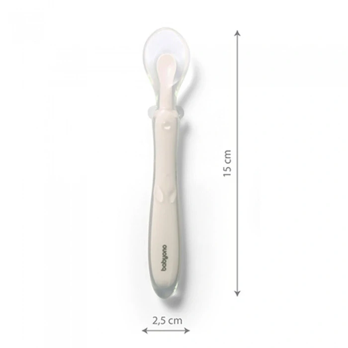 BABYONO Lžička silikonová - beige 6m+