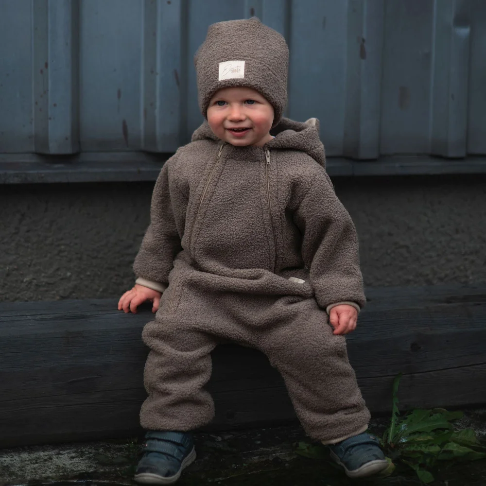 ESITO Rostoucí zimní kombinéza Teddy fleece double  Brown velikost 80/86