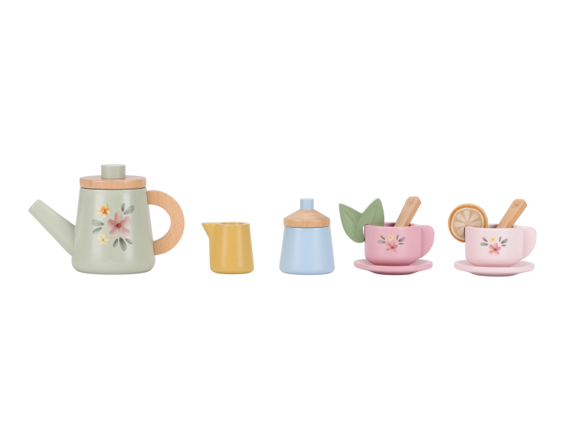 Little Dutch Čajový set dřevěný s květinovým potiskem