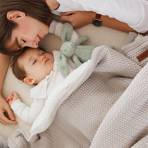 BABYONO Deka bavlněná s fleecovou podšívkou 75 x 100 cm šedá